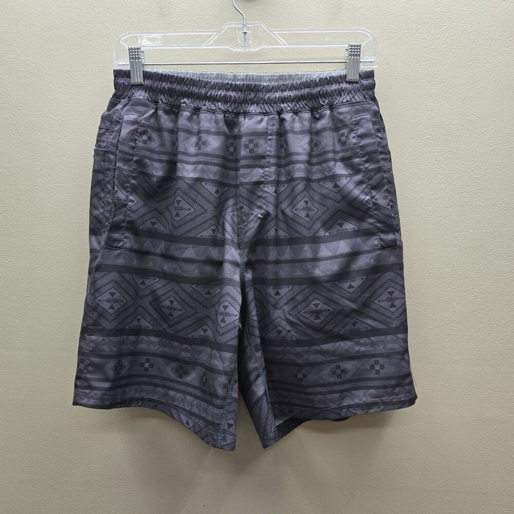 Freeballers by Meripex Aztec Southwestern Print Athletic Board Shorts Gray Large